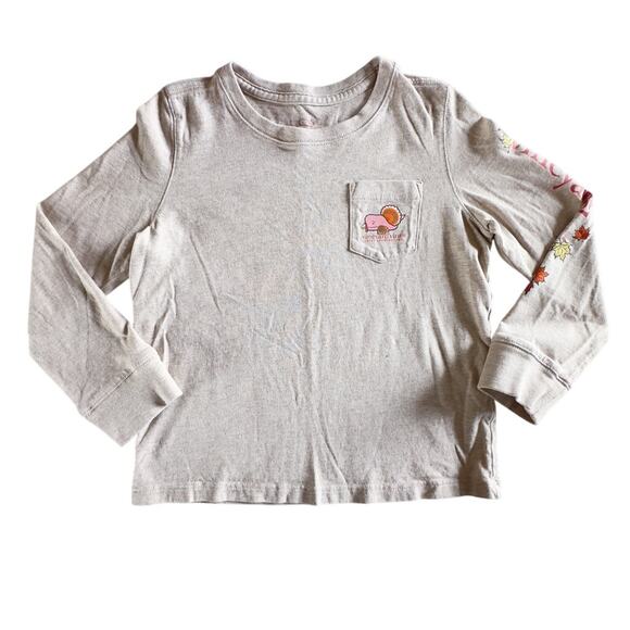Vinyard Vines Oatmeal Long Sleeve Thanksgiving Graphic Tee VGUC 4T - Picture 1 of 6